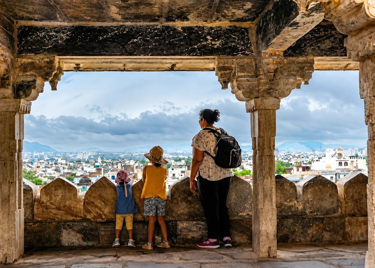 Guest family experiencing Rajasthan with Rainbow Vacations