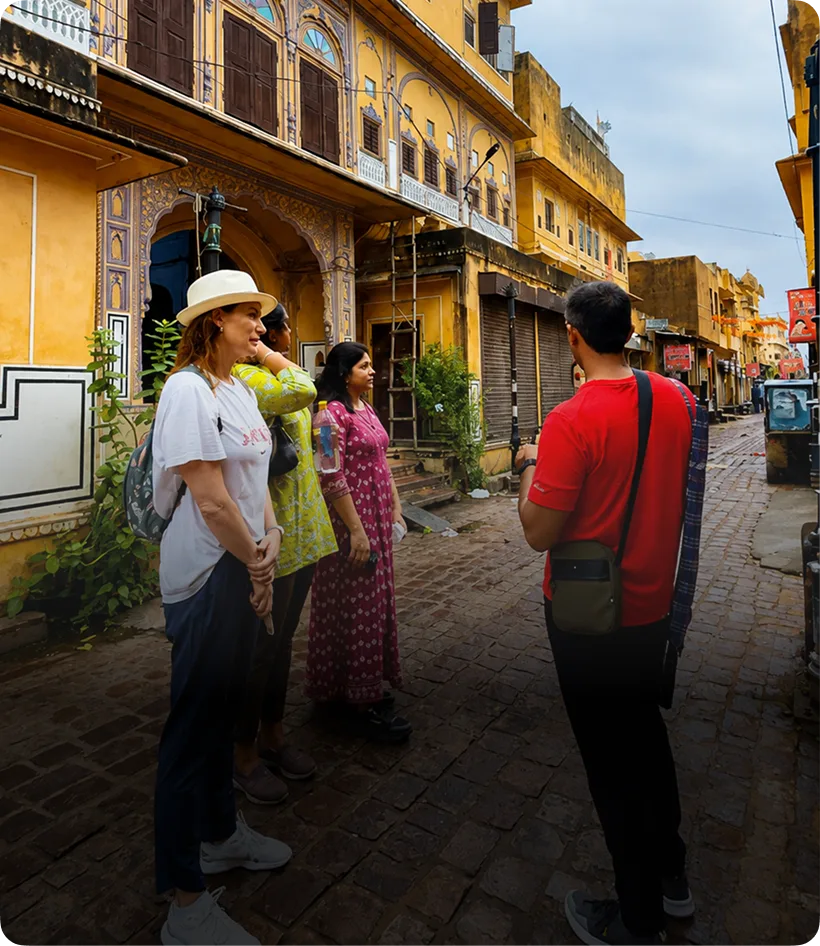 Private heritage walk through a historic Rajasthan city